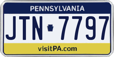 PA license plate JTN7797