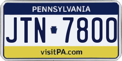 PA license plate JTN7800