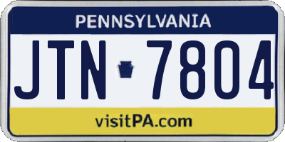 PA license plate JTN7804