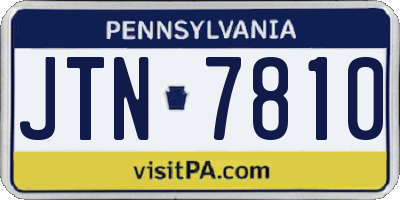 PA license plate JTN7810