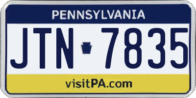 PA license plate JTN7835