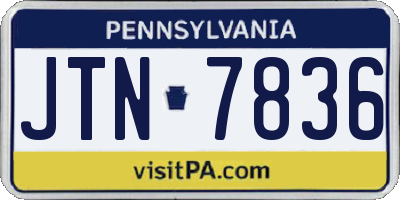 PA license plate JTN7836