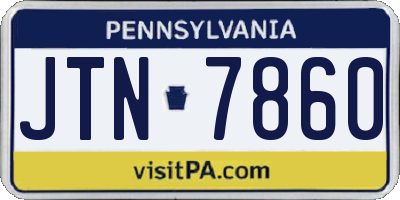 PA license plate JTN7860