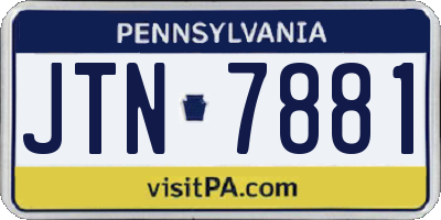PA license plate JTN7881