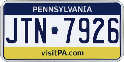PA license plate JTN7926
