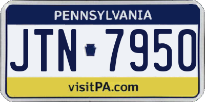 PA license plate JTN7950