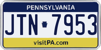 PA license plate JTN7953