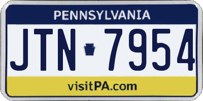 PA license plate JTN7954