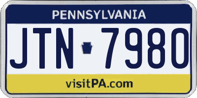 PA license plate JTN7980