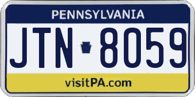 PA license plate JTN8059