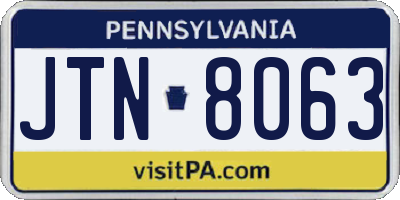 PA license plate JTN8063
