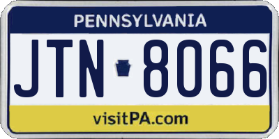 PA license plate JTN8066