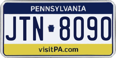 PA license plate JTN8090