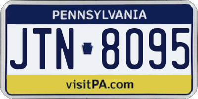 PA license plate JTN8095