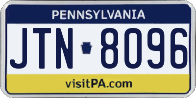 PA license plate JTN8096