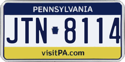 PA license plate JTN8114