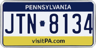 PA license plate JTN8134