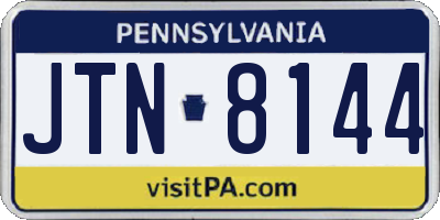 PA license plate JTN8144
