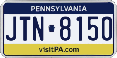 PA license plate JTN8150