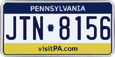 PA license plate JTN8156