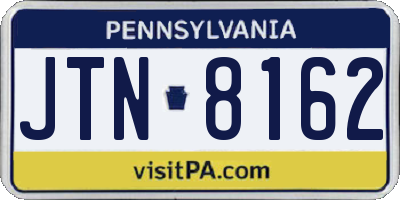 PA license plate JTN8162