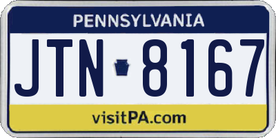 PA license plate JTN8167