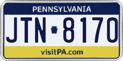 PA license plate JTN8170