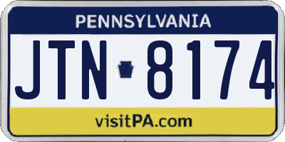 PA license plate JTN8174