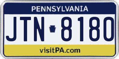 PA license plate JTN8180