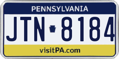 PA license plate JTN8184