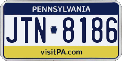 PA license plate JTN8186