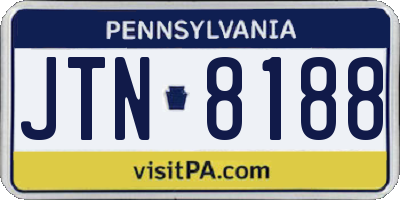 PA license plate JTN8188