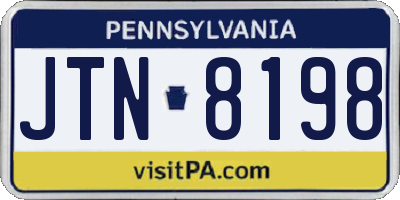 PA license plate JTN8198