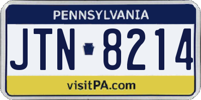 PA license plate JTN8214