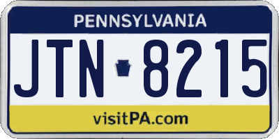 PA license plate JTN8215