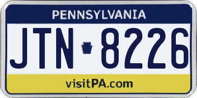 PA license plate JTN8226