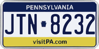 PA license plate JTN8232