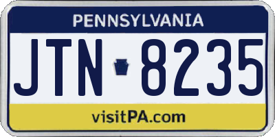 PA license plate JTN8235