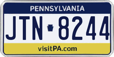 PA license plate JTN8244