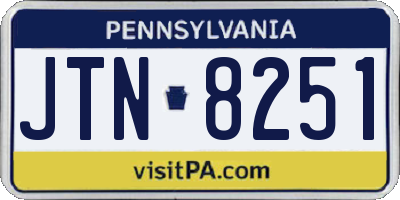PA license plate JTN8251