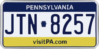 PA license plate JTN8257