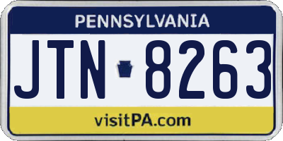 PA license plate JTN8263