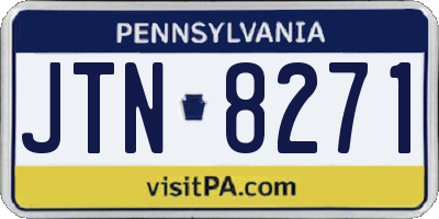 PA license plate JTN8271