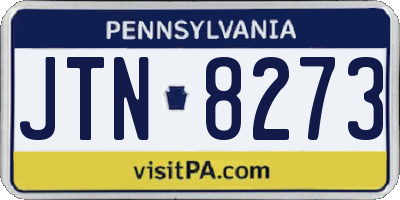 PA license plate JTN8273