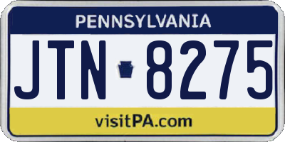 PA license plate JTN8275