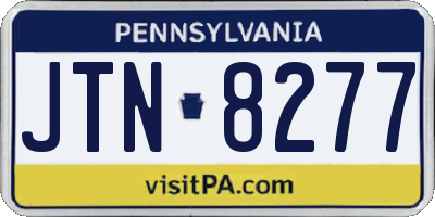 PA license plate JTN8277