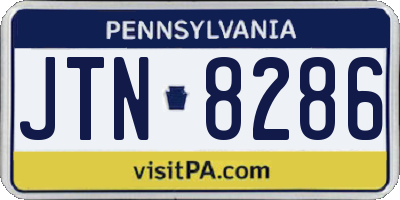 PA license plate JTN8286