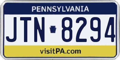 PA license plate JTN8294