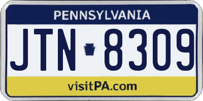 PA license plate JTN8309