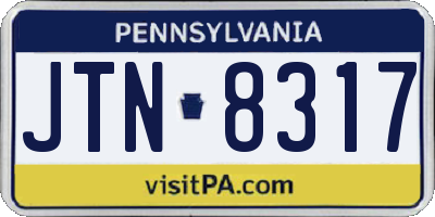 PA license plate JTN8317